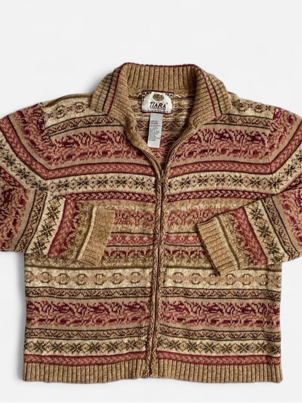 Vintage Tiara International fair isle zip up cardigan
